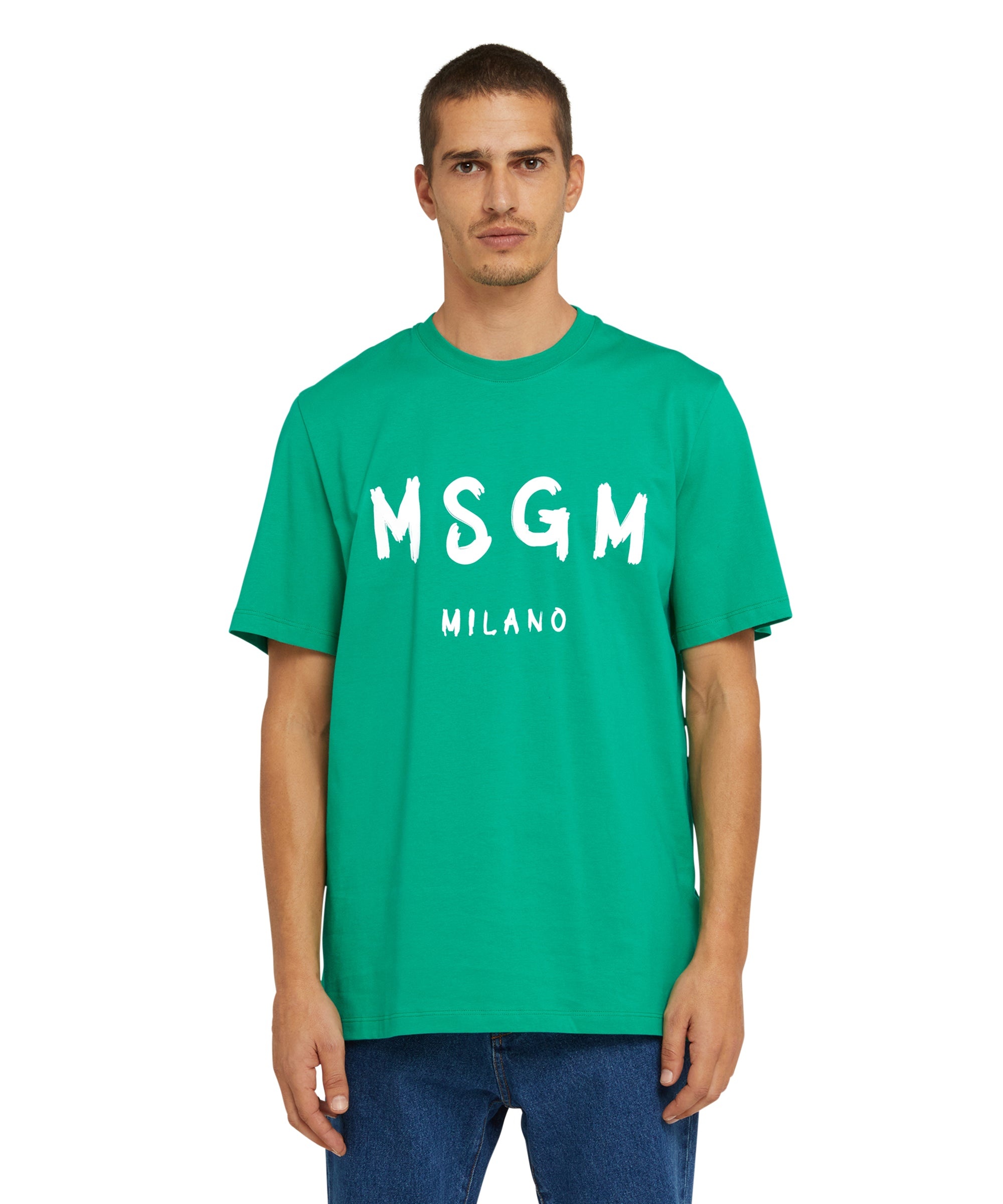 Cotton t-shirt with brushstroke logo - 2