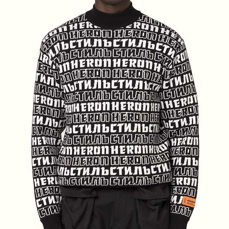 Men's HERON PRESTON Logo Pullover Black HMHF001F20KNI0021001 - 2