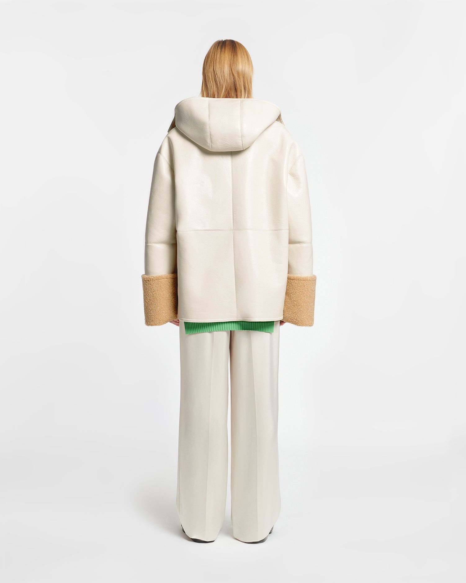 Hooded Bonded Shearling Pullover - 3