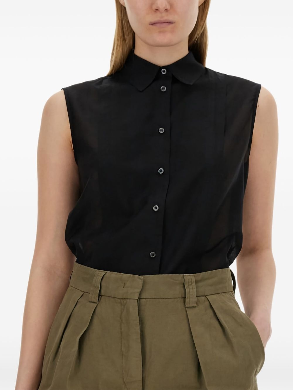 sleeveless collared shirt - 3