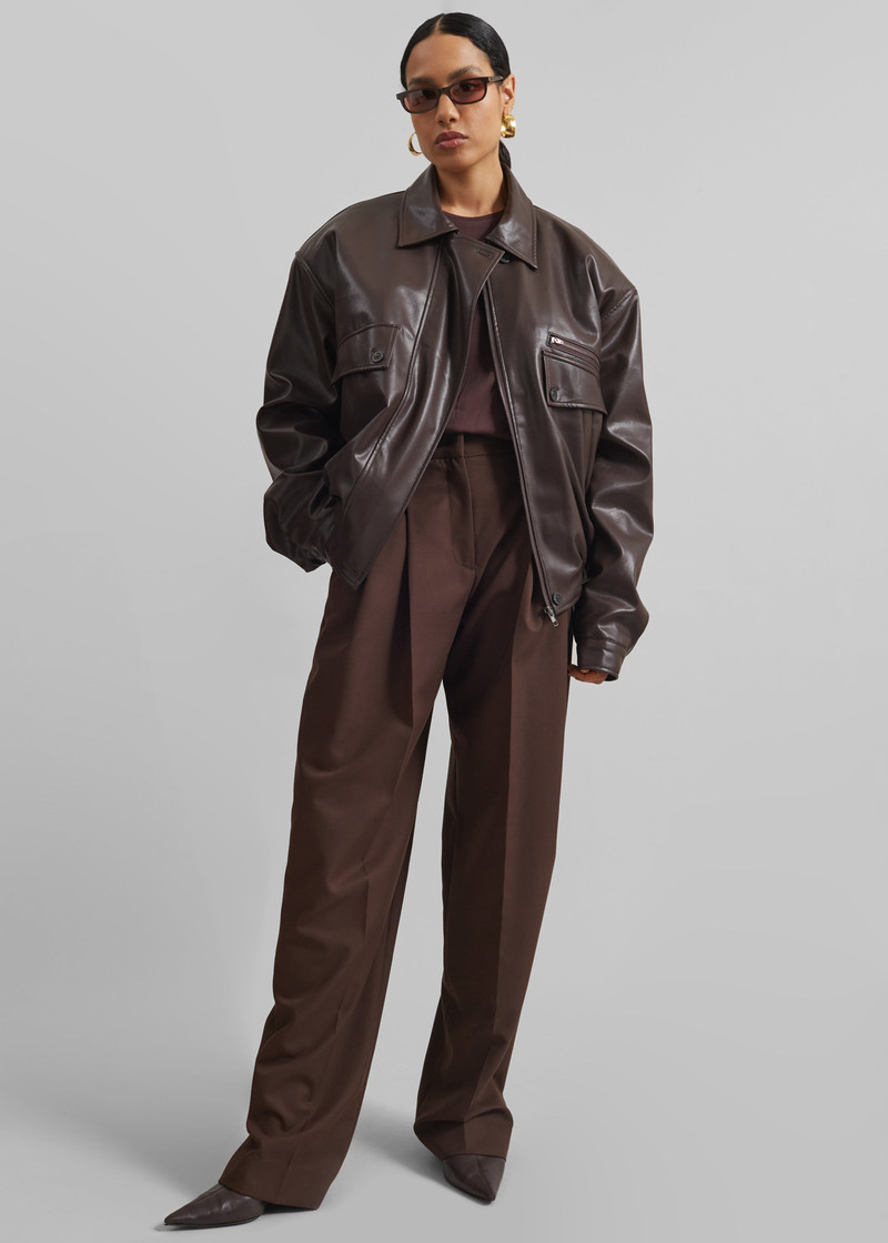 Belmont Faux Leather Jacket - Brown 1