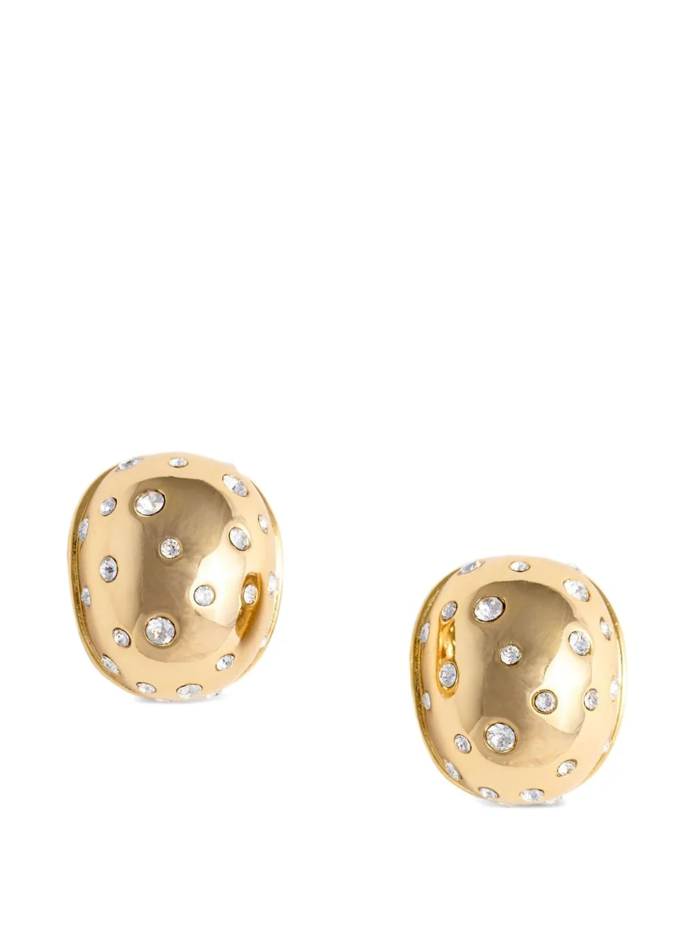 crystal-embellished oval earrings - 1
