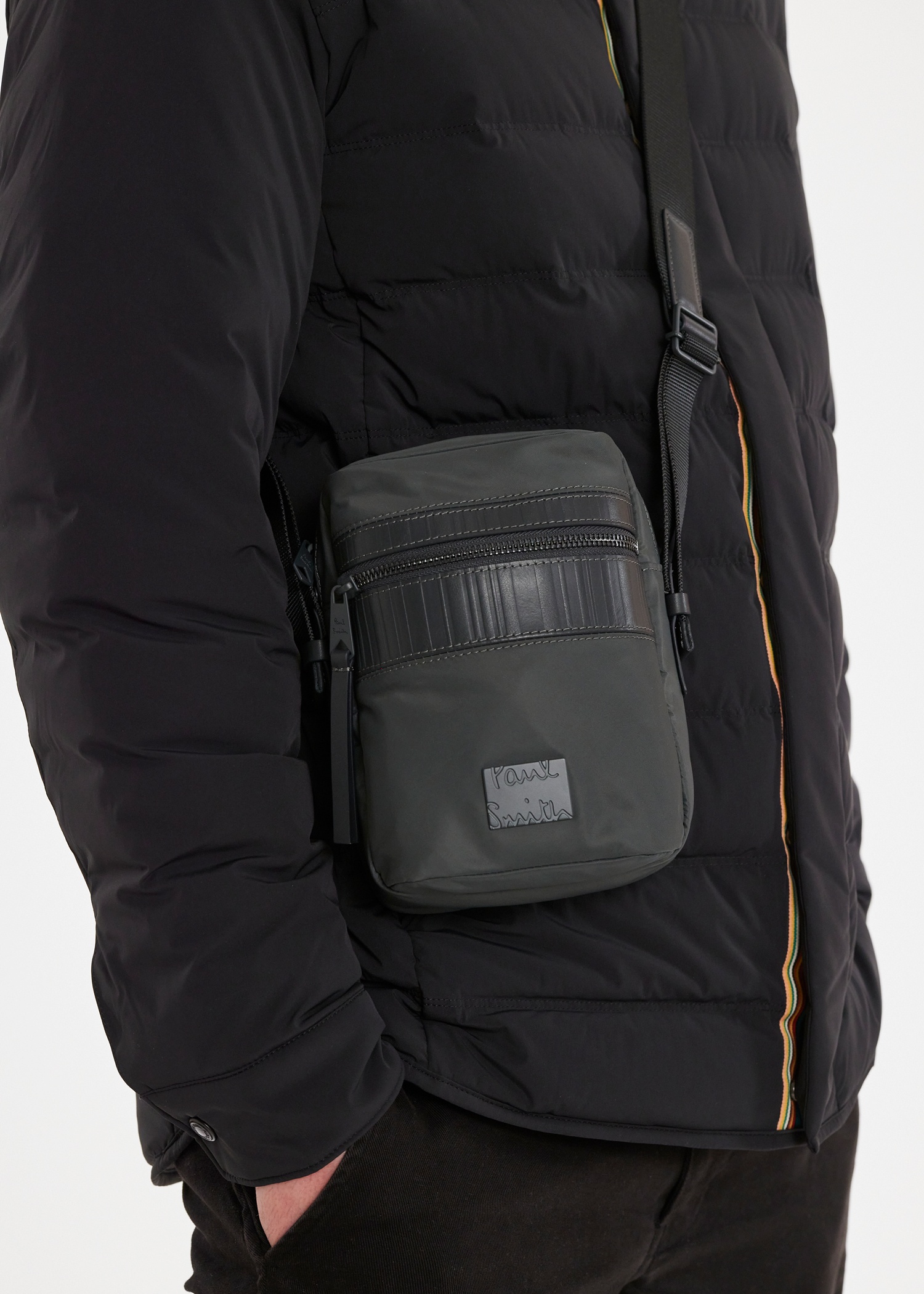 Slate Grey 'Shadow Stripe' Trim Flight Bag - 9