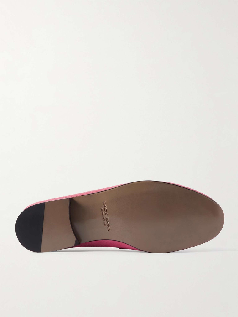 Manolo Blahnik Plymouth Collapsible-Heel Suede and Leather Penny Loafers outlook