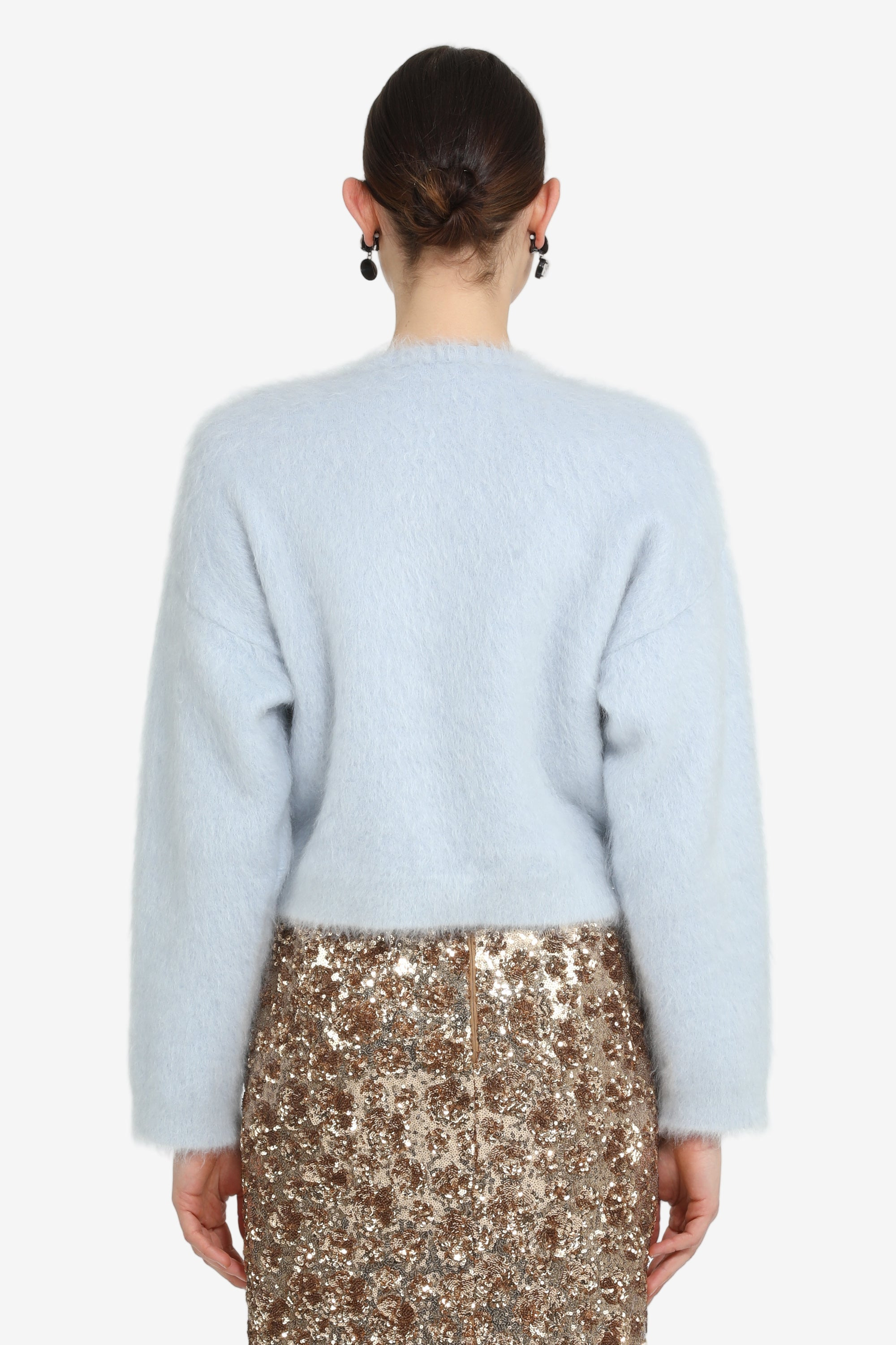 CREW NECK CARDIGAN WITH JEWEL BUTTONS - 2