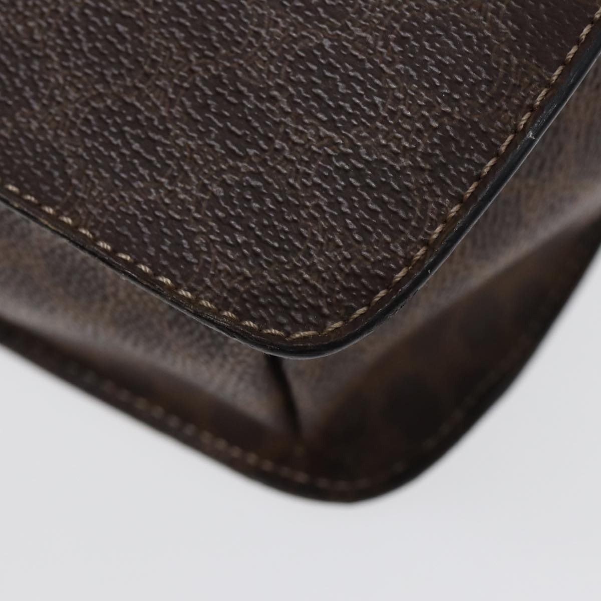 CELINE Macadam Canvas Hand Bag Pvc Leather Brown Gold - 13
