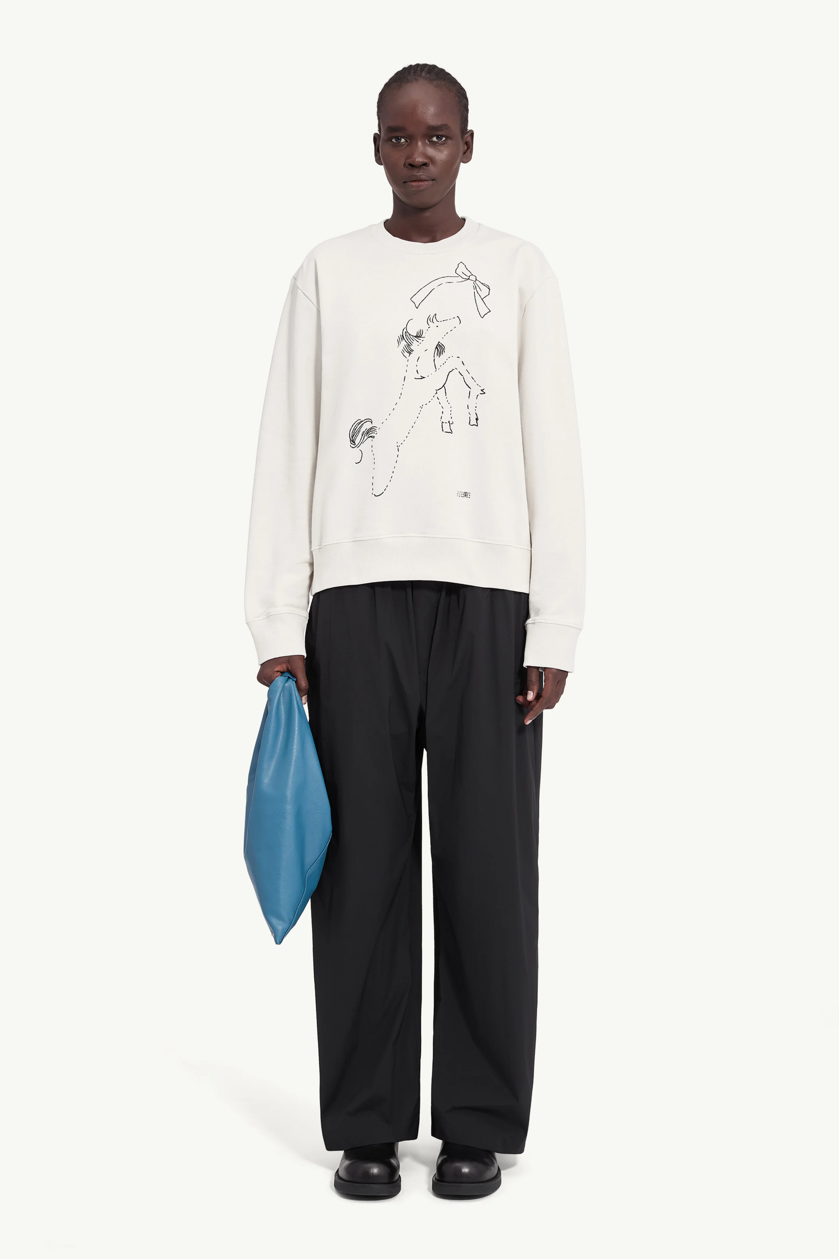 Horse print unbrushed cotton sweatshirt - 1