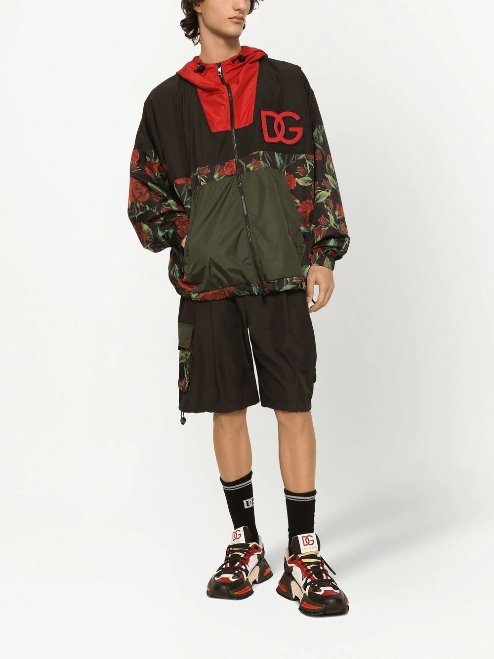 floral-print embroidered-logo hooded jacket - 3