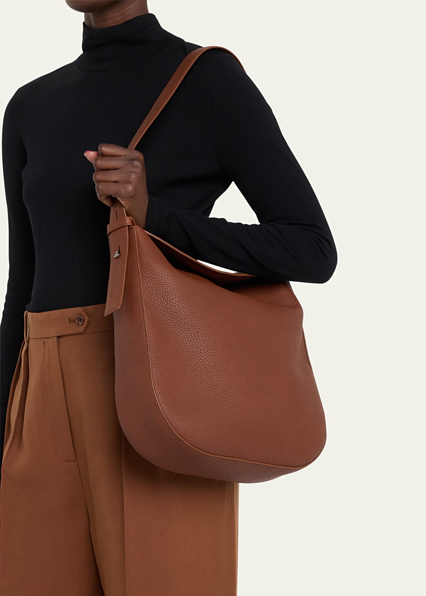 Anna Medium Leather Hobo Bag - 2