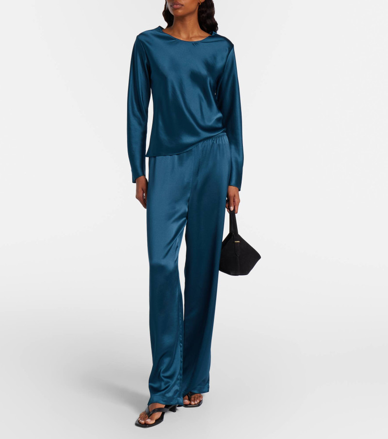 LESET Barb satin wide-leg pants outlook