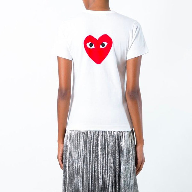 (WMNS) COMME des GARCONS PLAY Double Sided Short Sleeves Tee 'White' AZ-T221-051-1 - 4