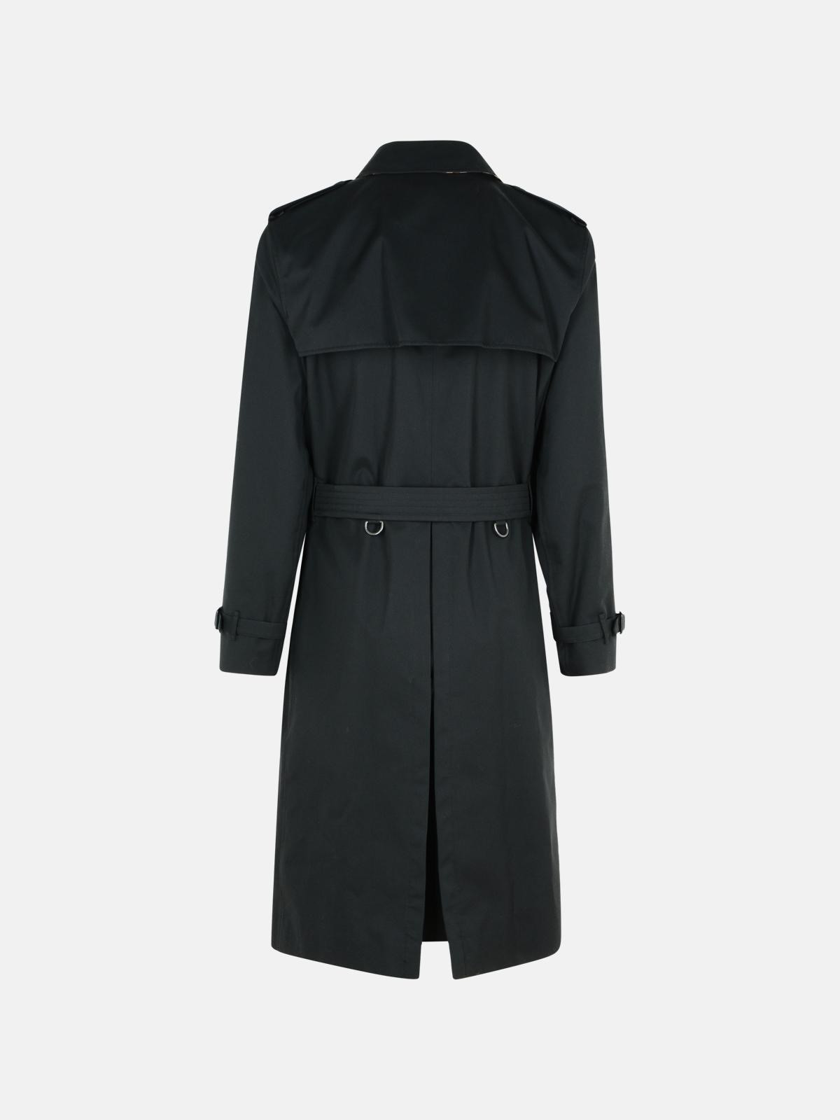 LONG BLACK COTTON 'KENSINGTON' TRENCH COAT - 3