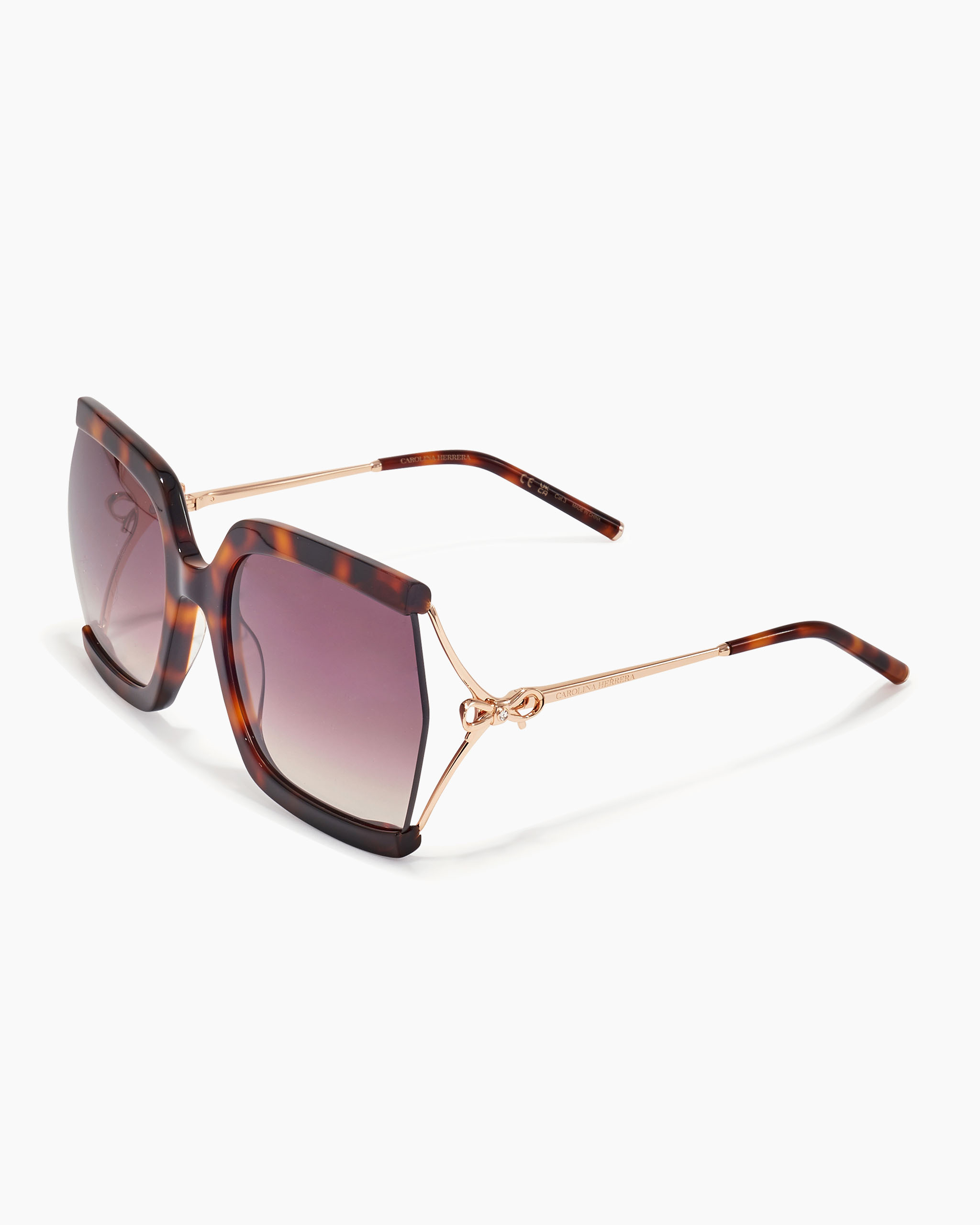 Bow-Embellished Oversized Rectangular Sunglasses - 2