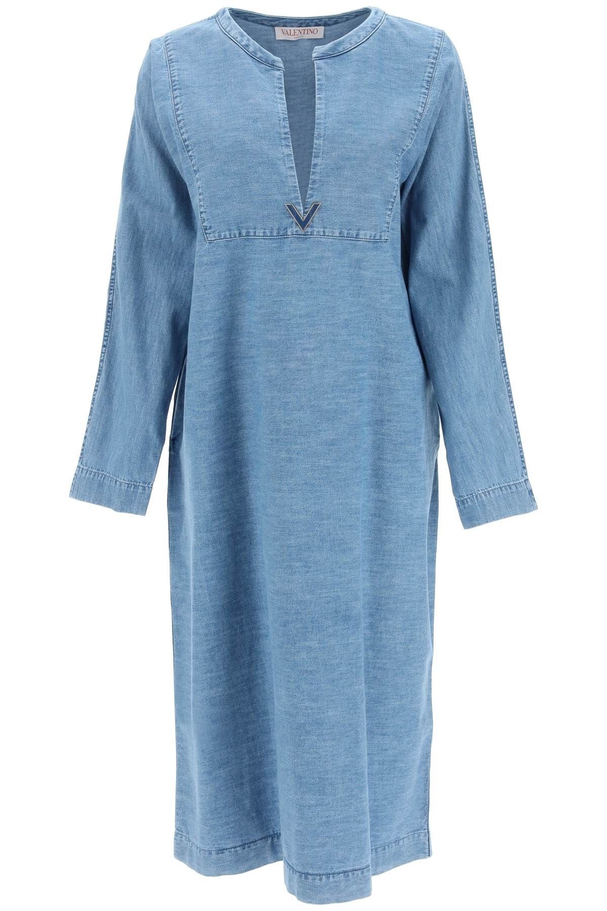 CAFTAN DRESS IN CHAMBRAY DENIM - 1