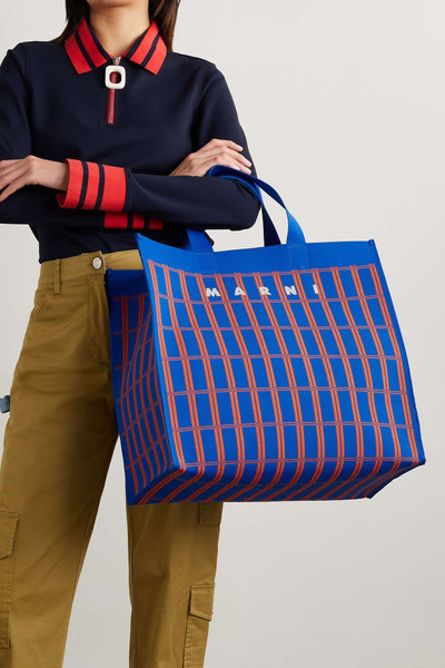 Marni Checked jacquard-knit tote outlook