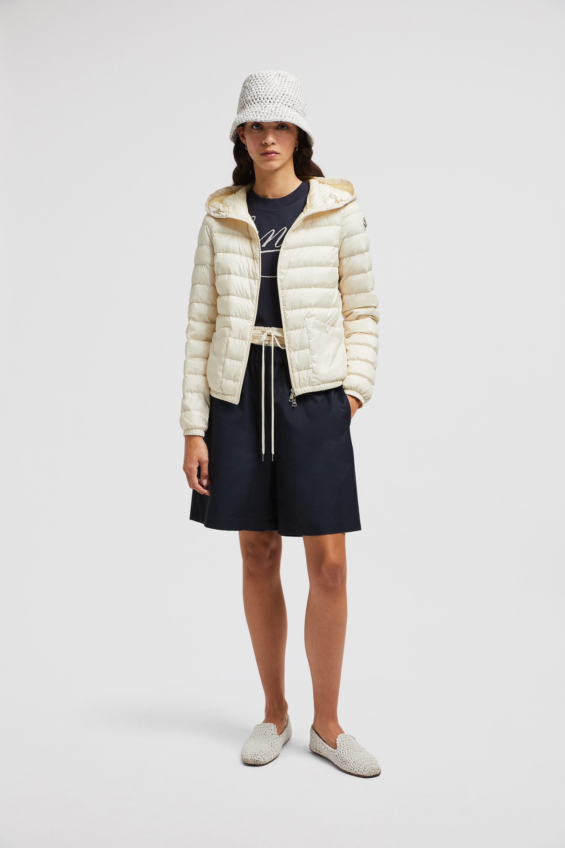【関税＆送料込み】Moncler 'Hede' Ivory Nylon Down Jacket moncler-Beige-Hede-Hooded-
