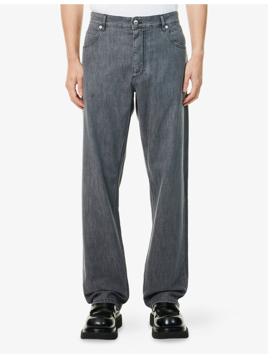 Faded-Wash Straight-Leg Denim Jeans - 3