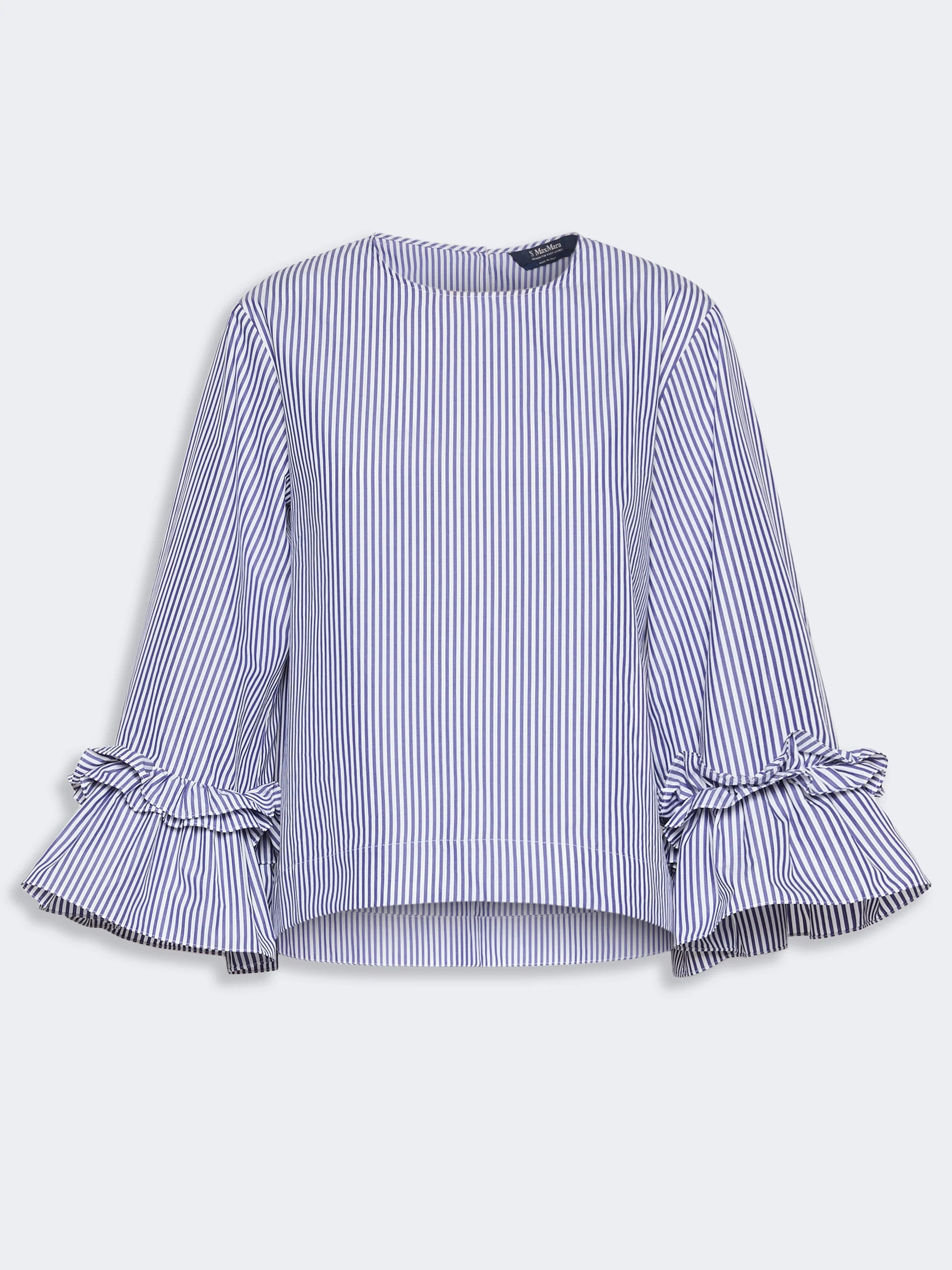 VALZER Poplin blouse with ruffles and flounces - LIGHT BLUE - 1