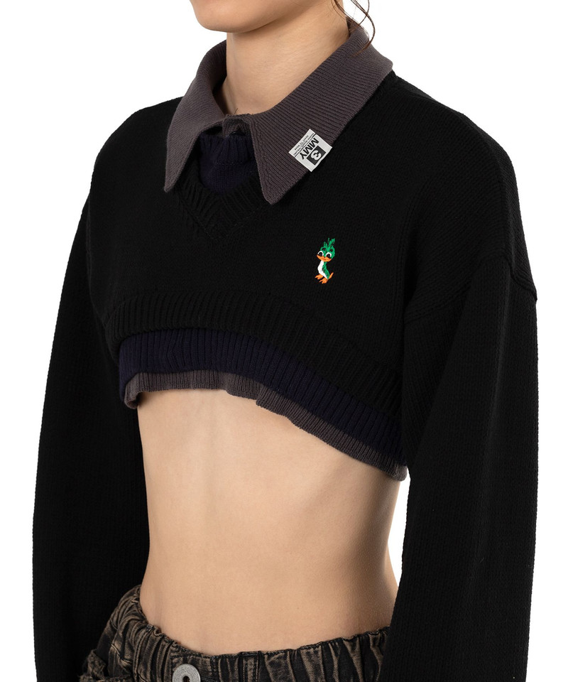 Triple Layered Cropped Knit Sweater 7