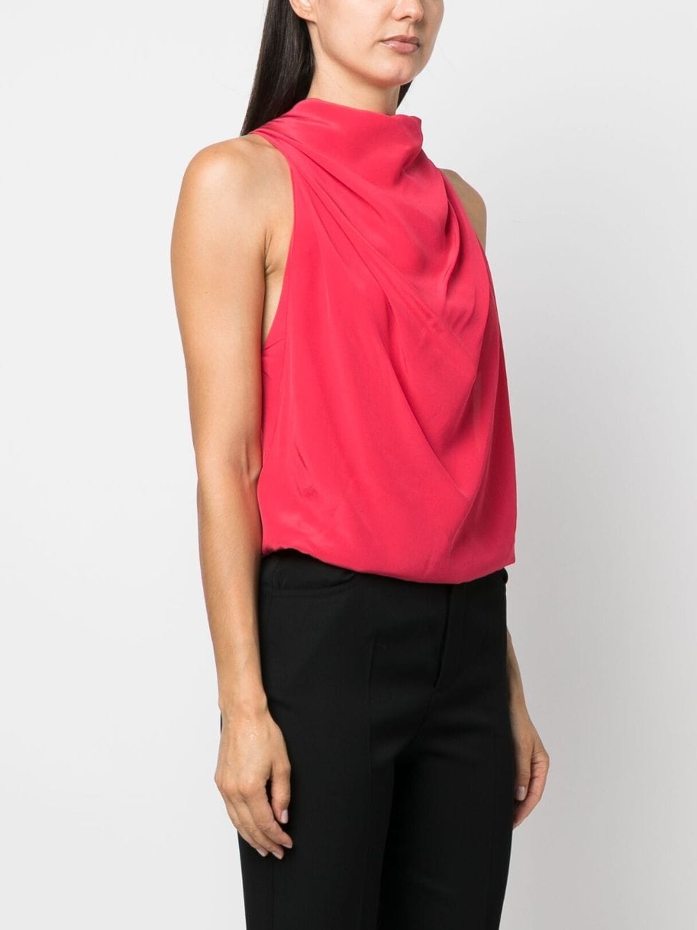 draped sleeveless silk top - 3