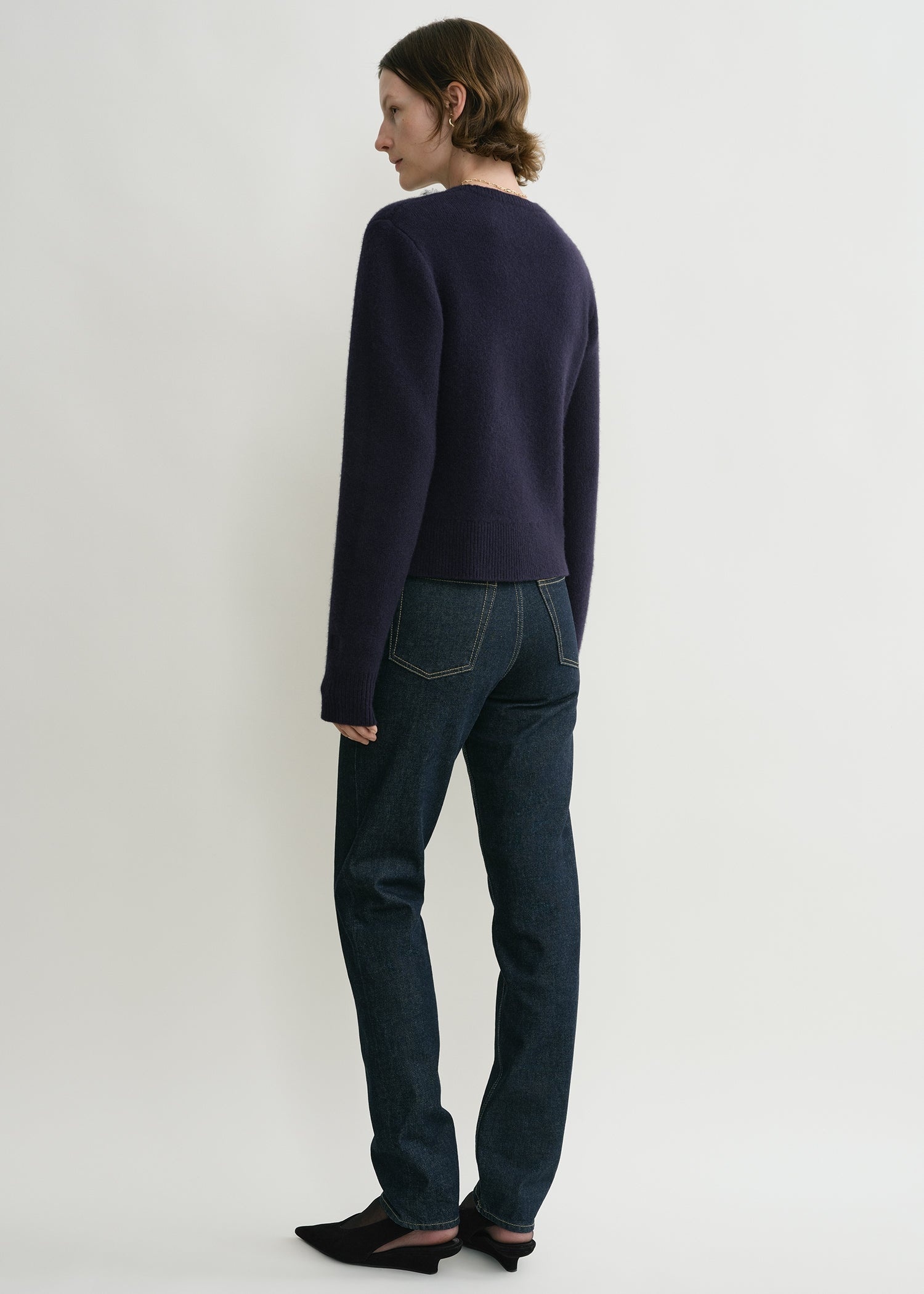 Cropped crew-neck knit navy - 4