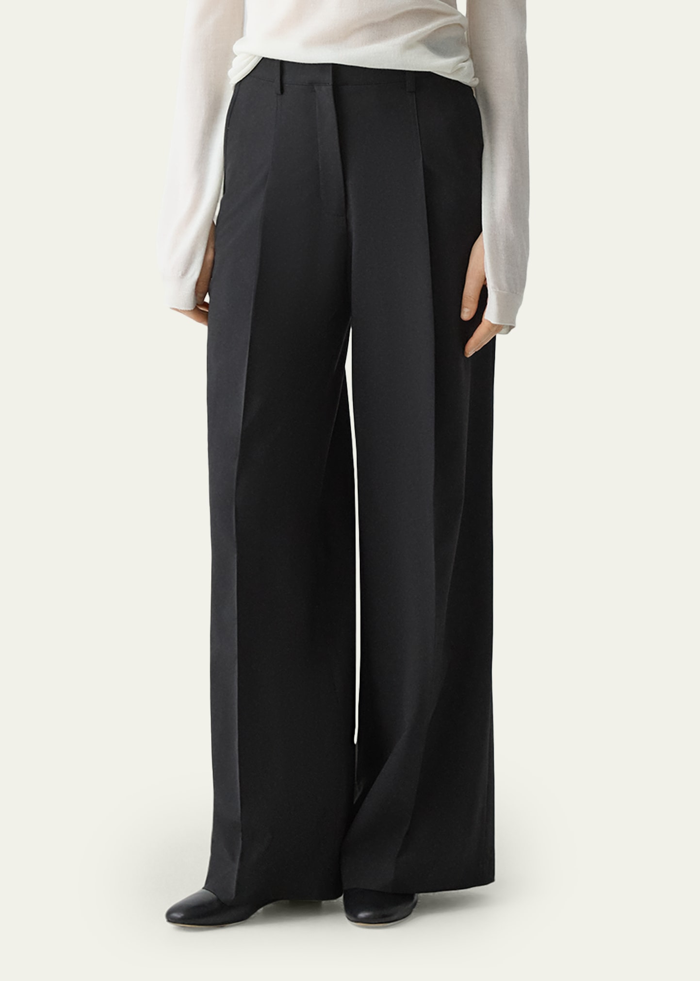 Pleated Wide-Leg Trousers - 4