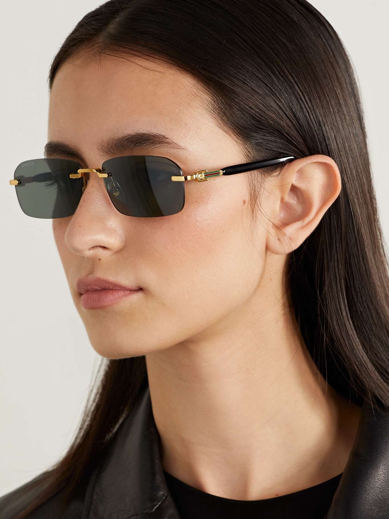 Rimless sqaure-frame gold-tone and acetate sunglasses - 2