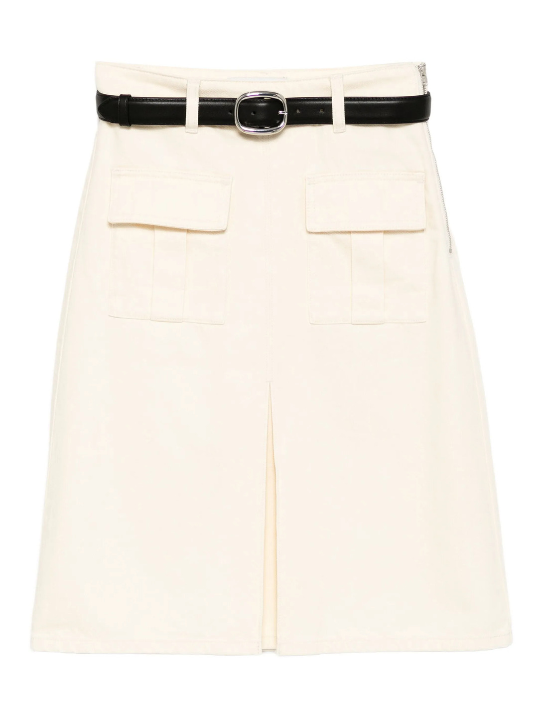 Cream Denim Midi Skirt - 1