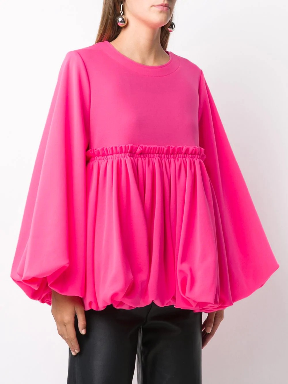 pleated wide sleeve top - 3