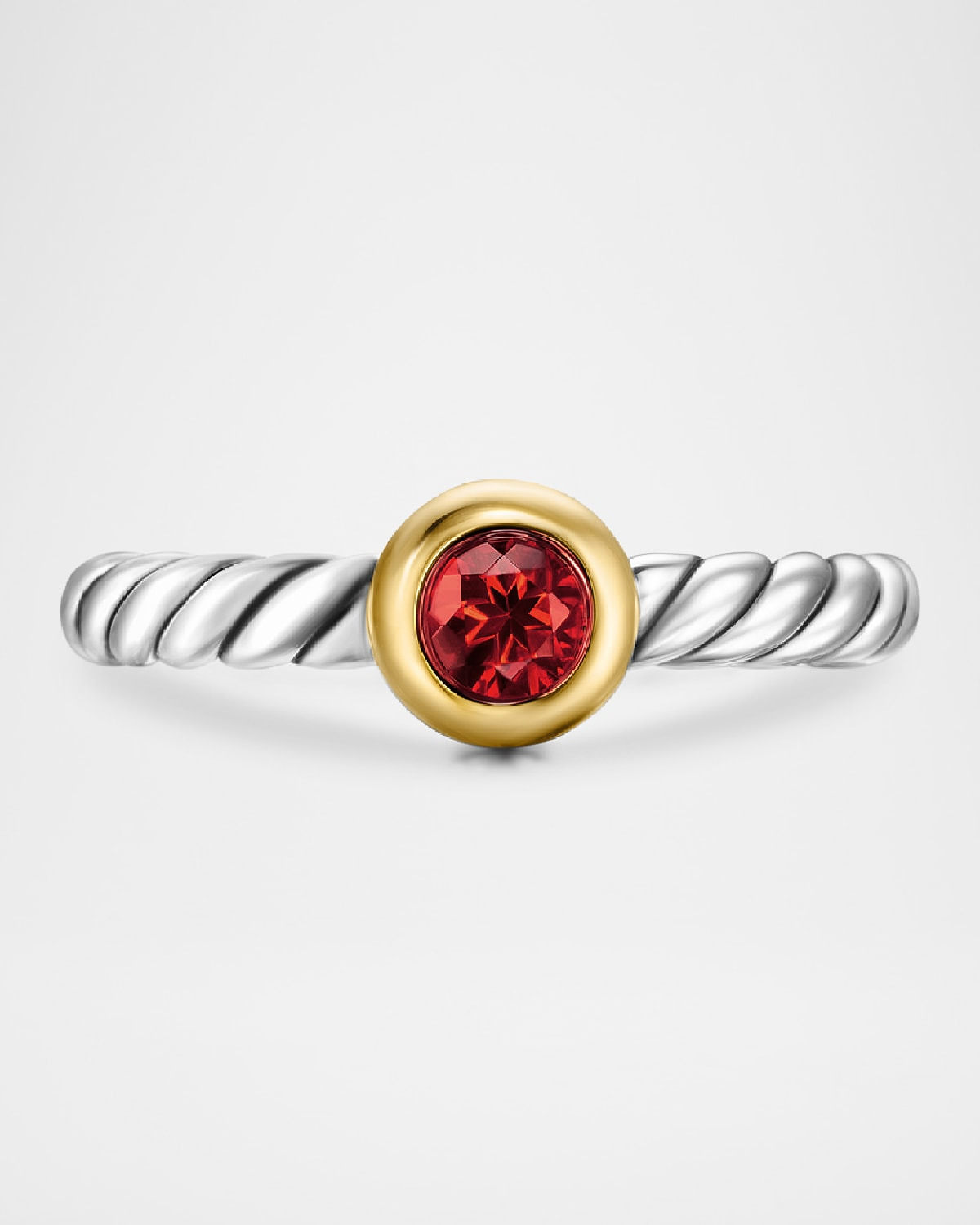 Cable Flex Ring with Gemstone in Silver and 14K Gold, 2.8mm - 4