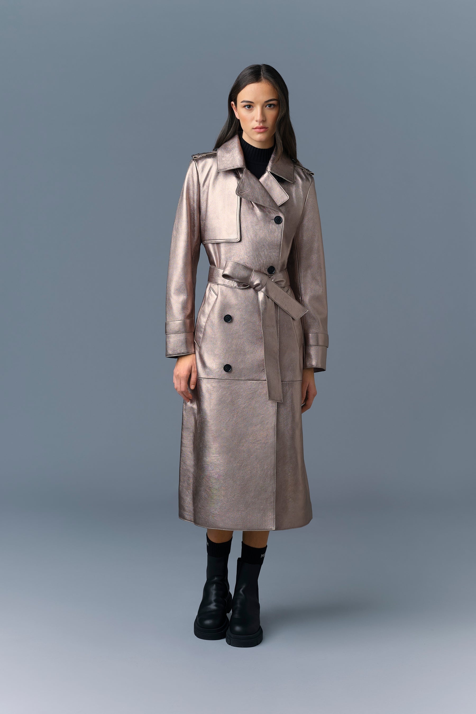 GAEL-V Maxi Leather Trench Coat - 3