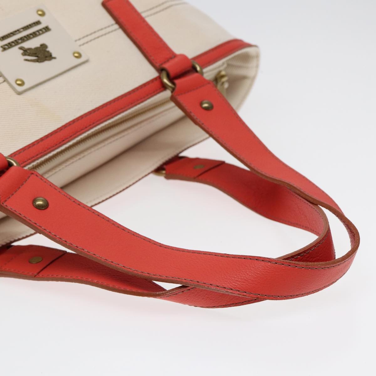 Burberry Blue Label Tote Bag Canvas White Orange - 7
