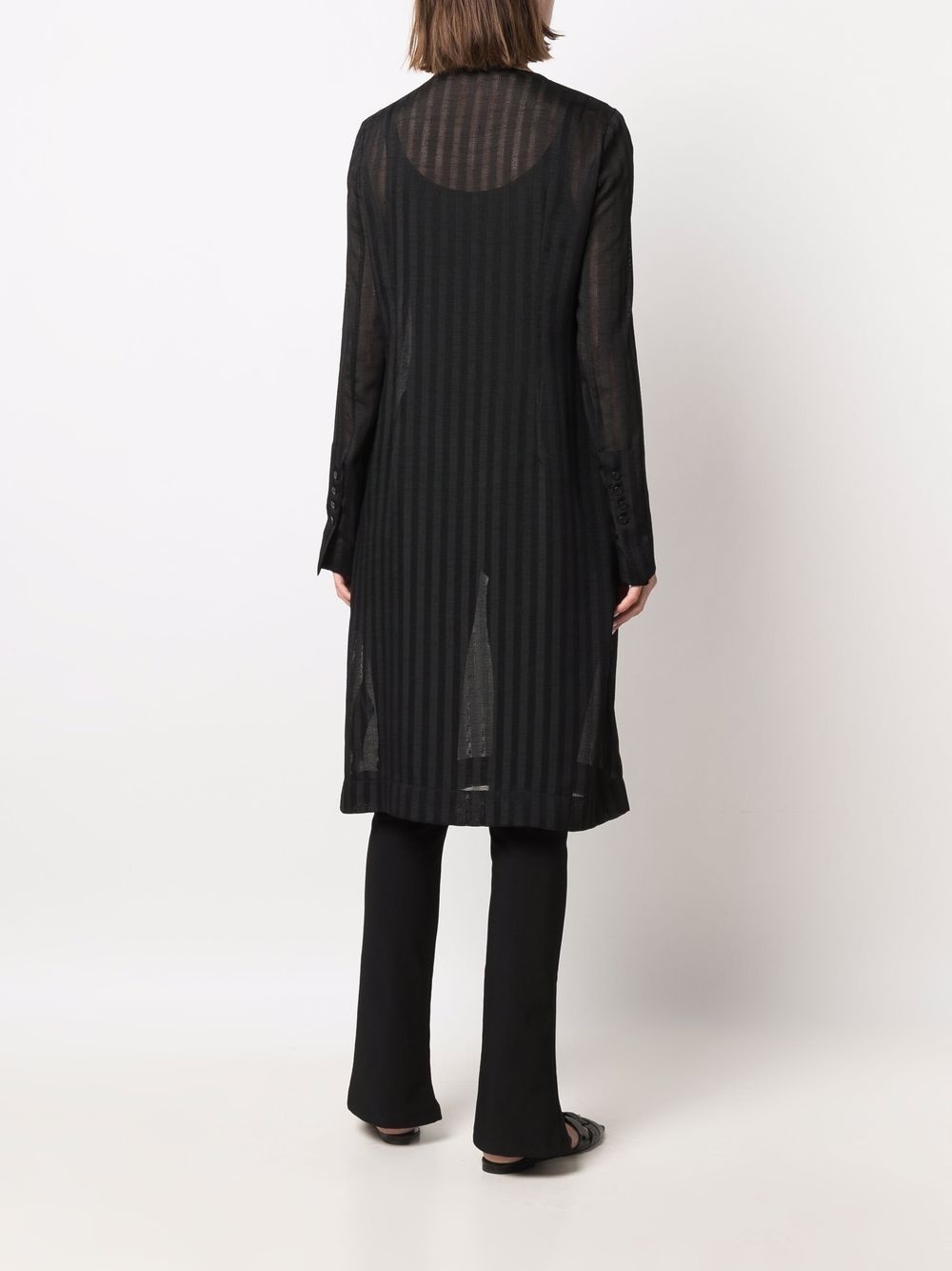 striped sheer oversized T-shirt - 4