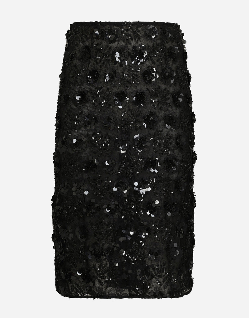 레이스 calf 길이 스커트 와 all-over sequins 1