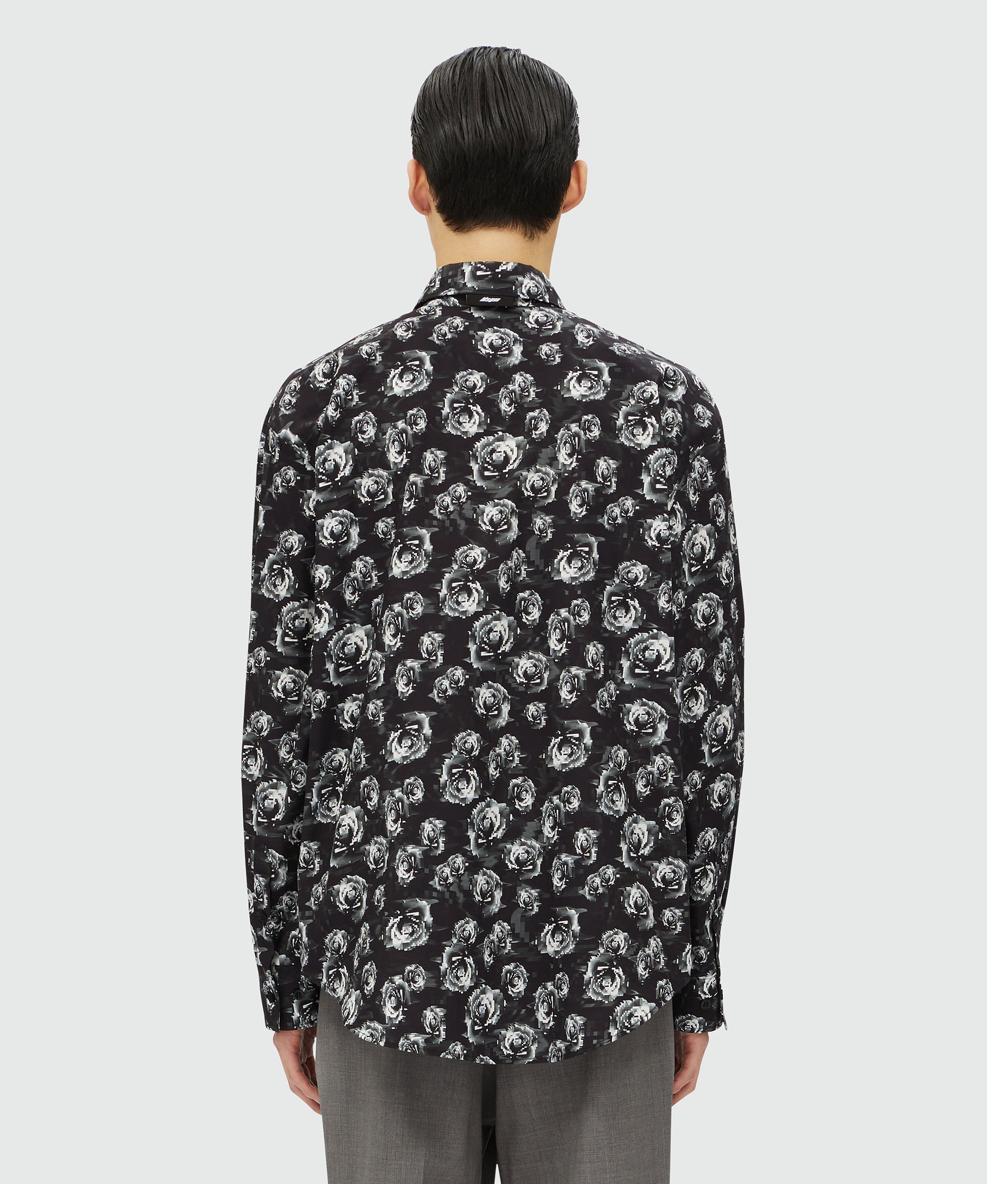 Poplin shirt with "Underground pixelled roses" pattern - 3
