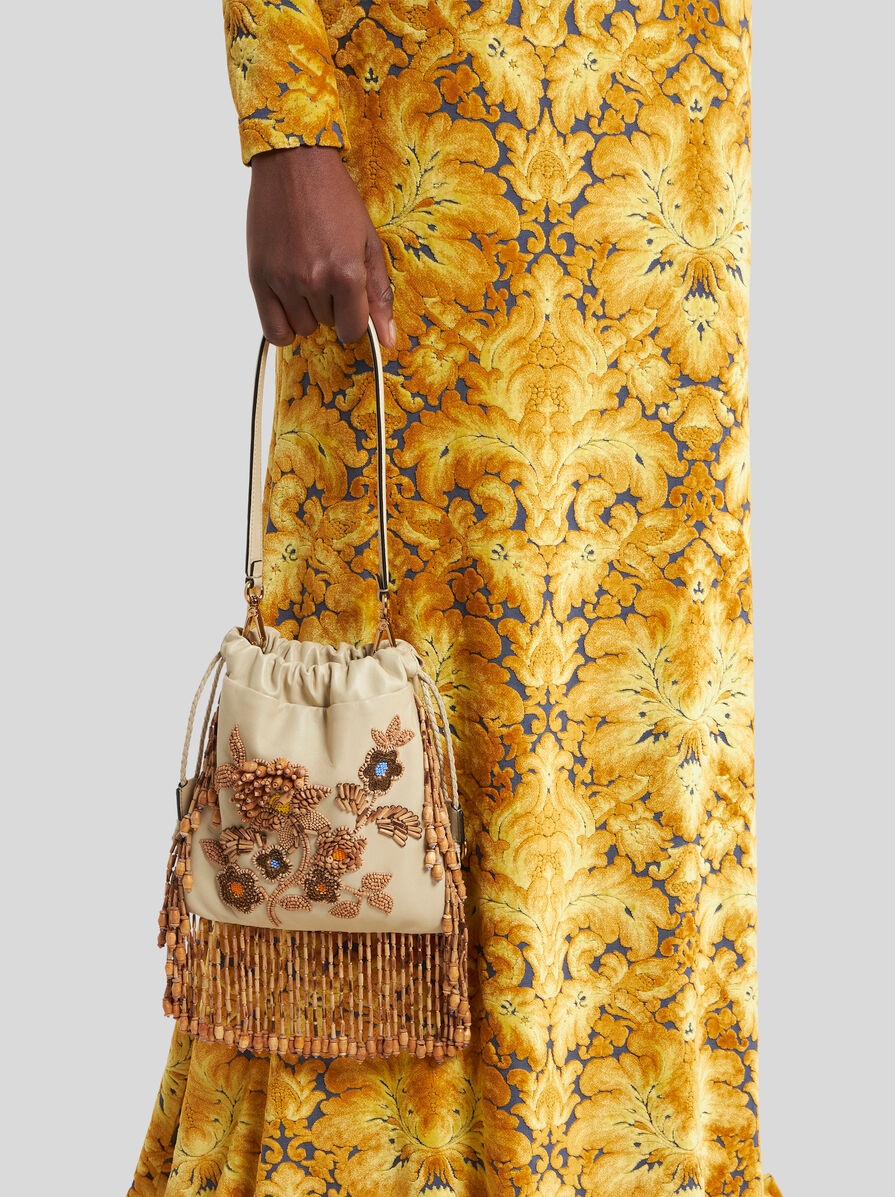 SMALL LEATHER KALISPERA BAG WITH BEADS AND FRINGING - 2