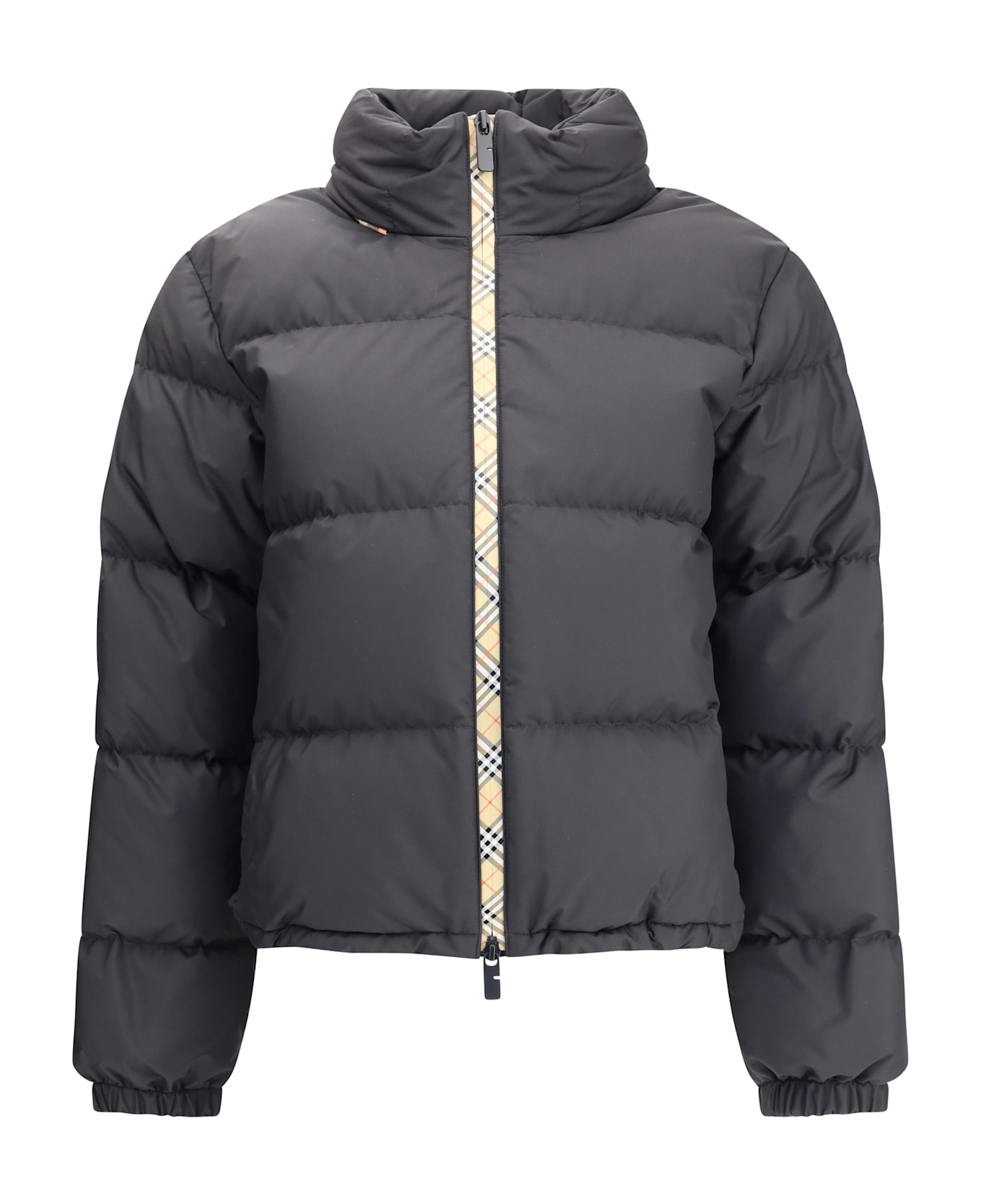 Black Polyester Down Jacket - 1