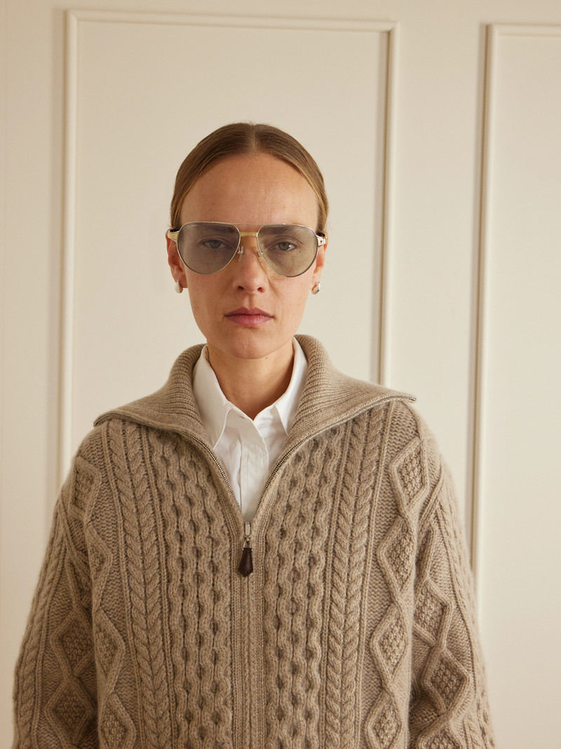 Cartier Santos De Cartier Aviator-style Gold- And Silver-tone Sunglasses outlook