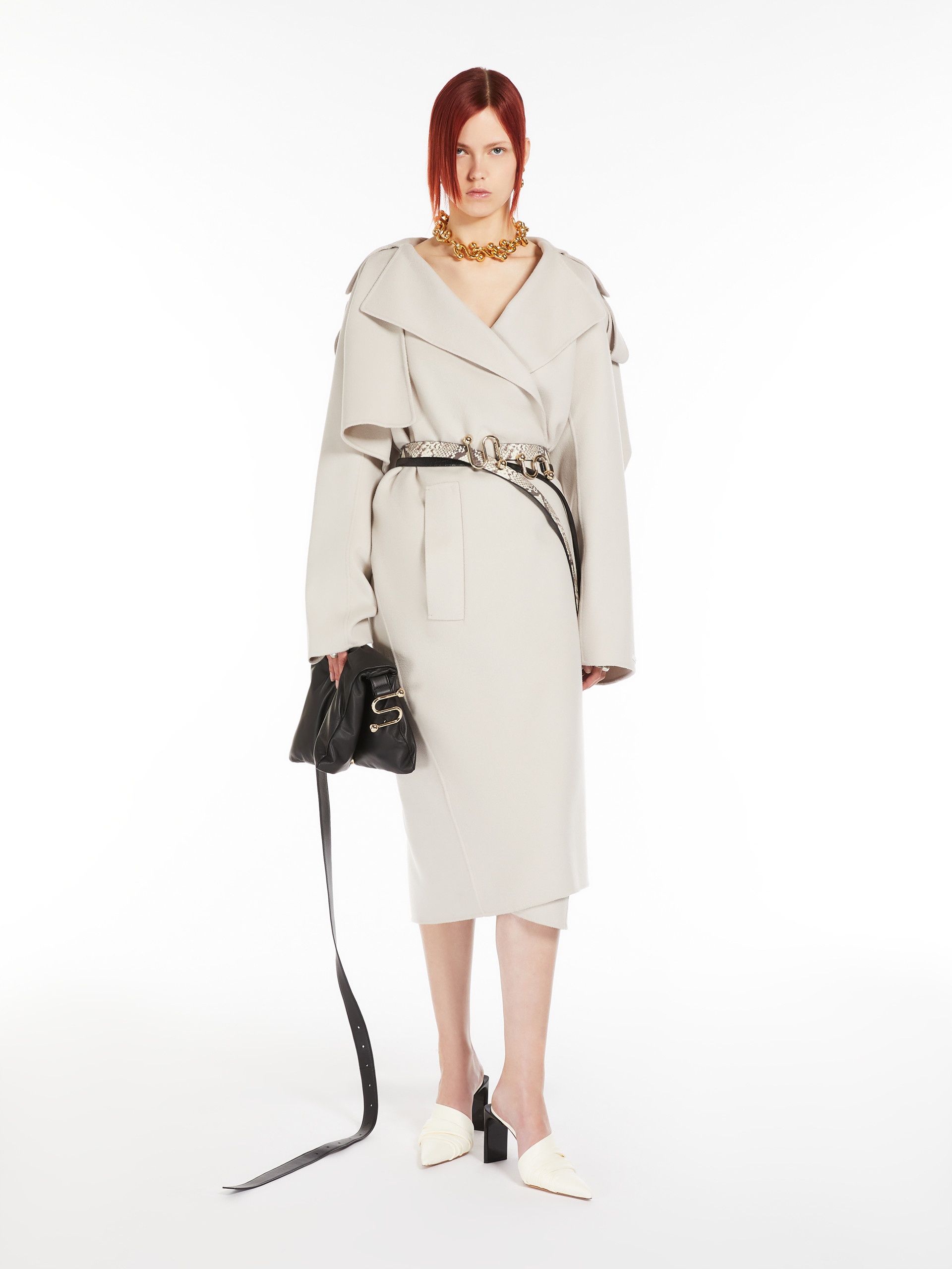 トレンチコート SPORTMAX FIORE TRENCH COAT IN PURE WOOL Pure wool trench coat, black | Sportmax