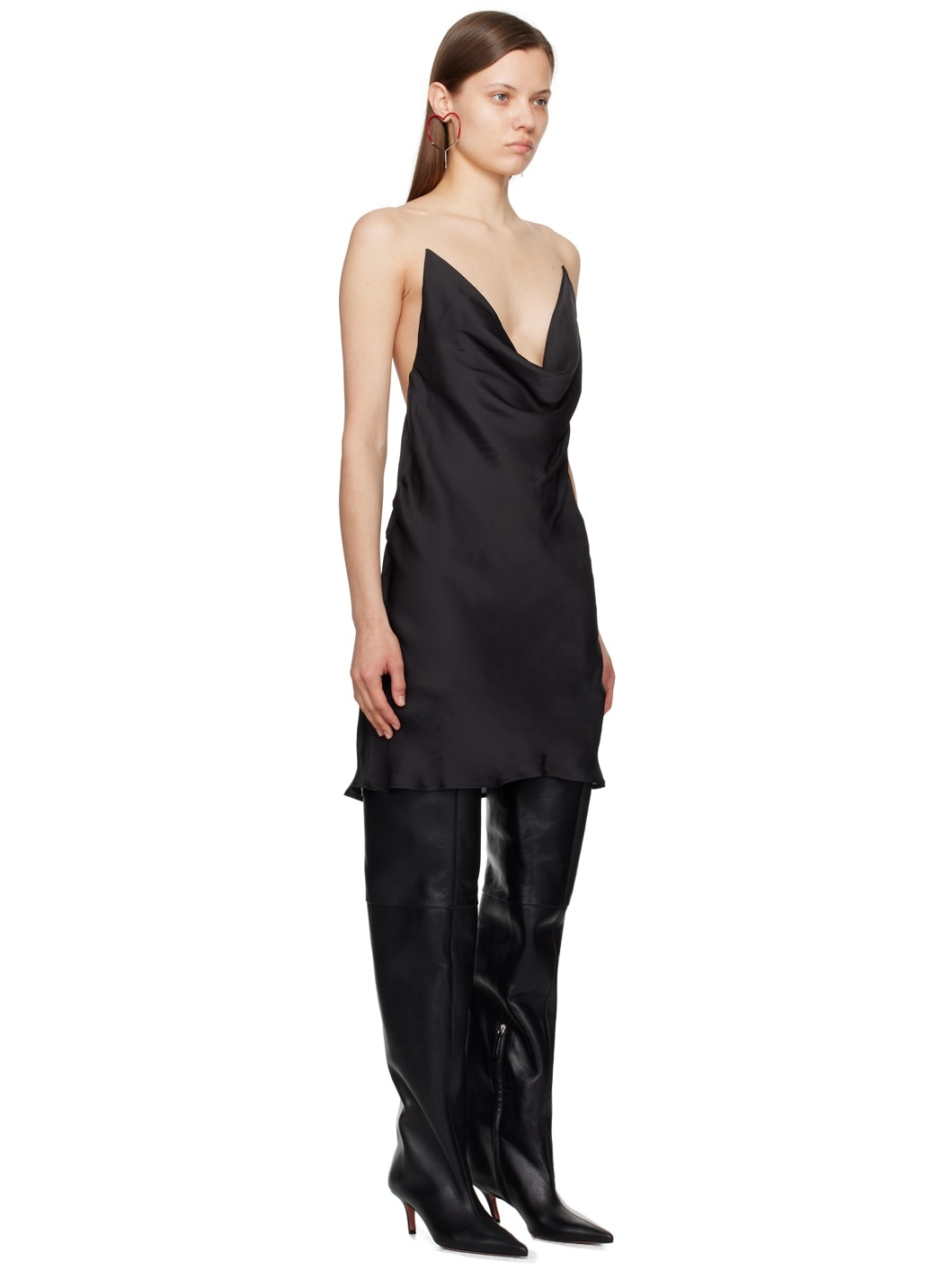 Black Invisible Strap Minidress - 2