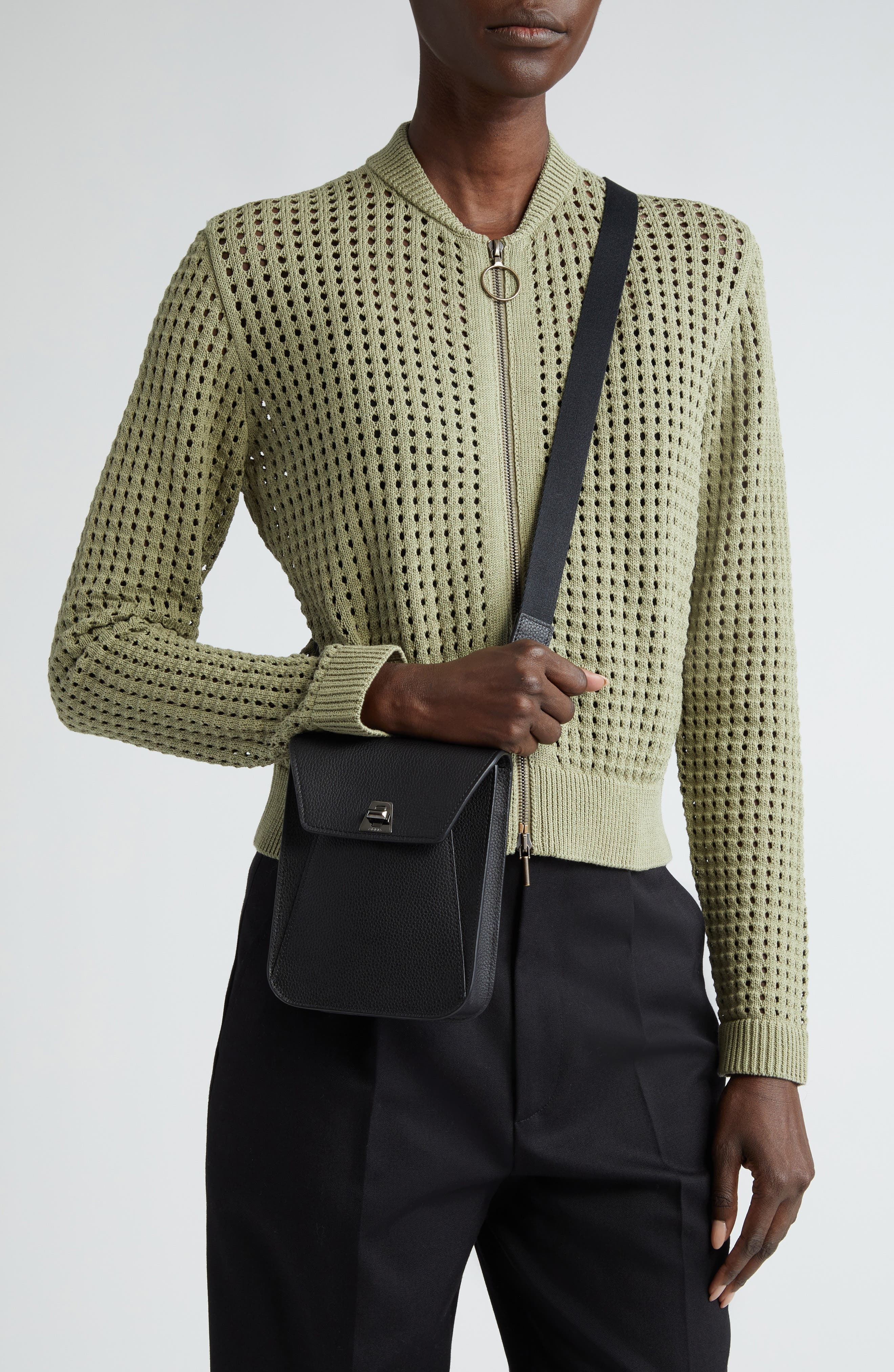 Akris Mini Anouk Leather Crossbody Bag in Black at Nordstrom - 2