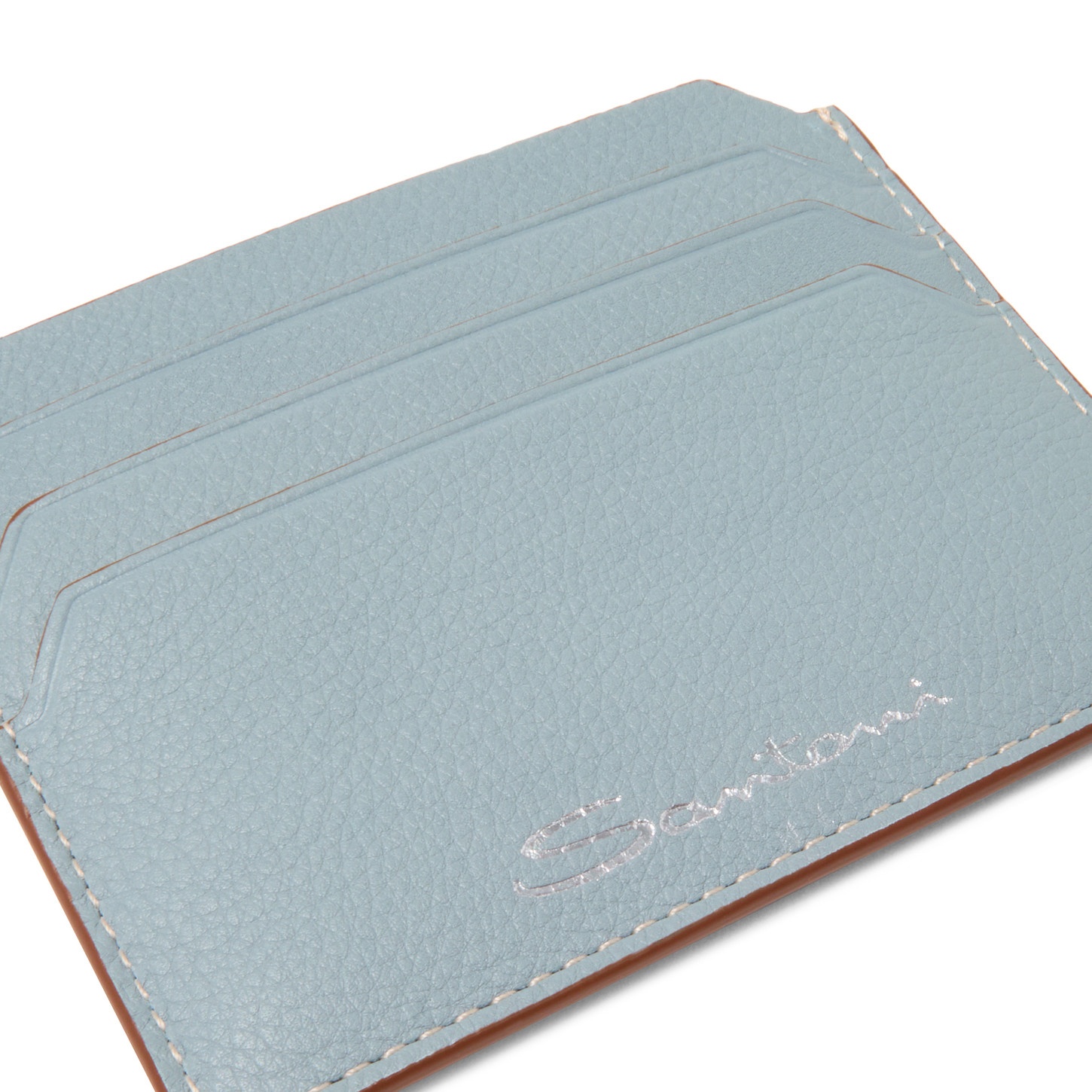 Light blue tumbled leather credit card holder - 2