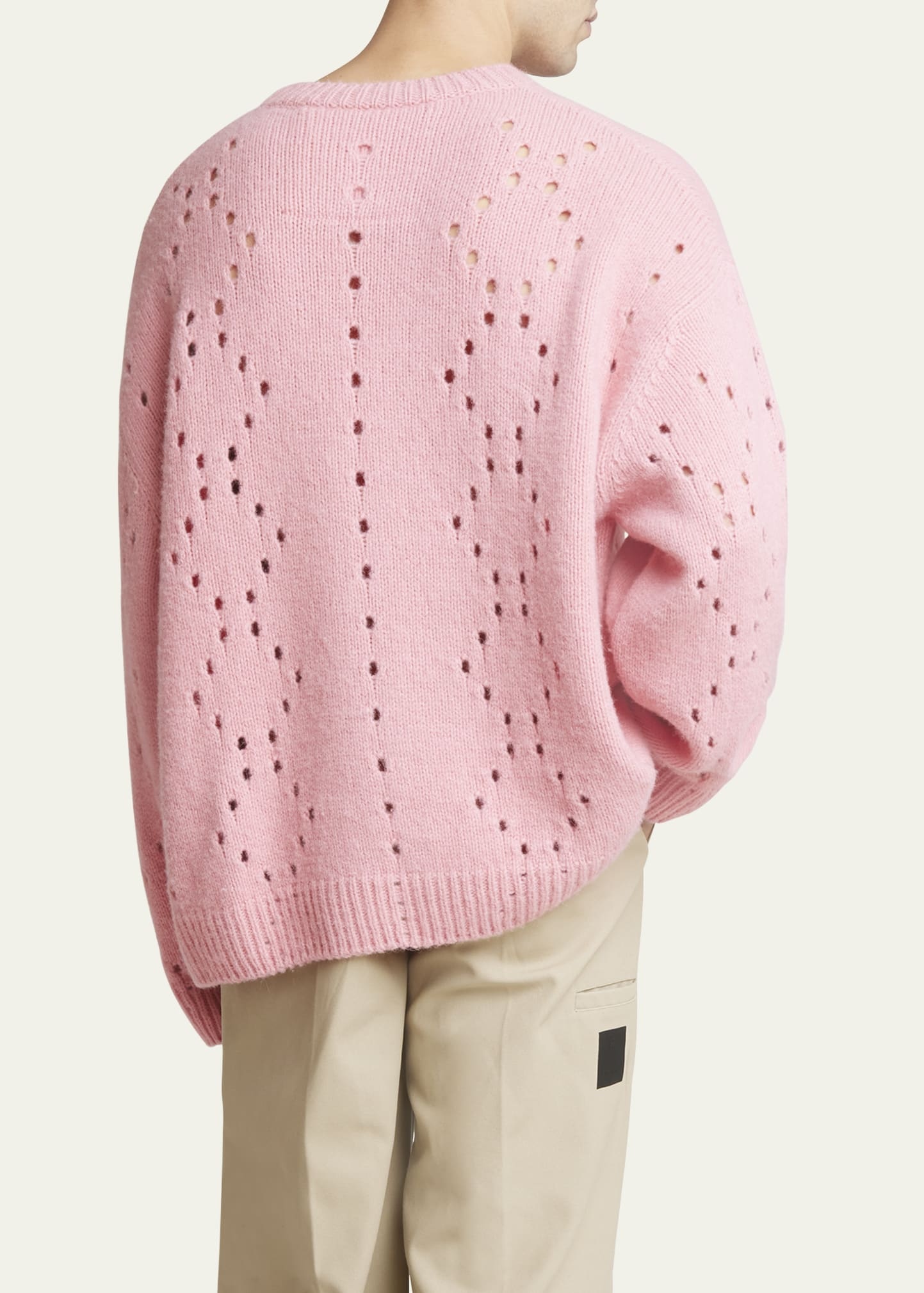 Givenchy Men's Oversized Holey Sweater bergdorfgoodman REVERSIBLE