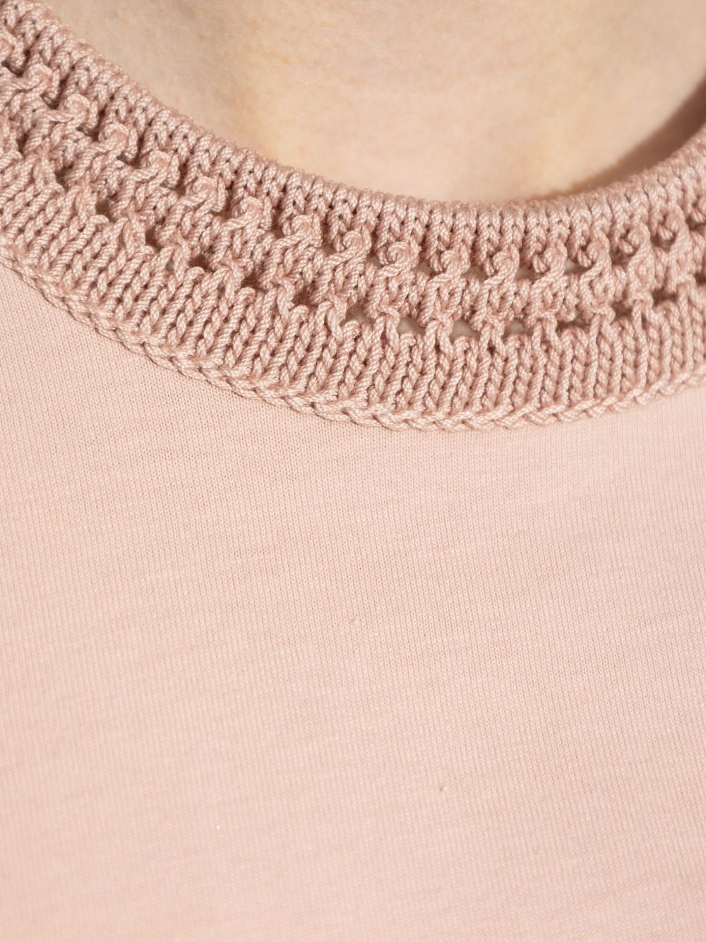 crochet-detail cotton T-shirt - 5