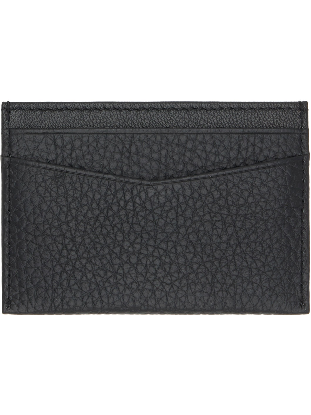 Black Leather Metallic Logo Lettering Card Holder - 2