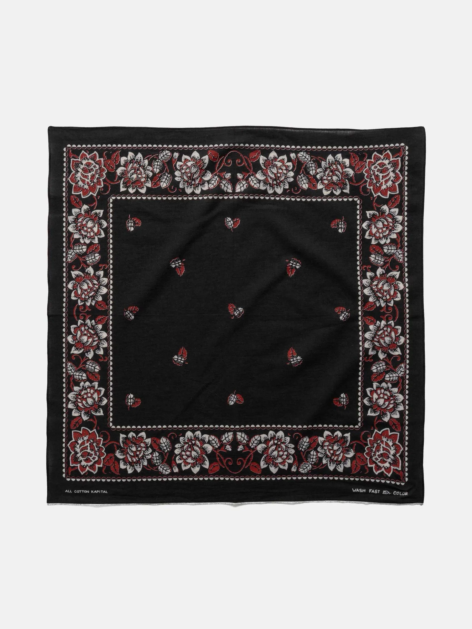 Fastcolor Selvedge Bandanna (ROCKWELL FLOWER) Black - 1