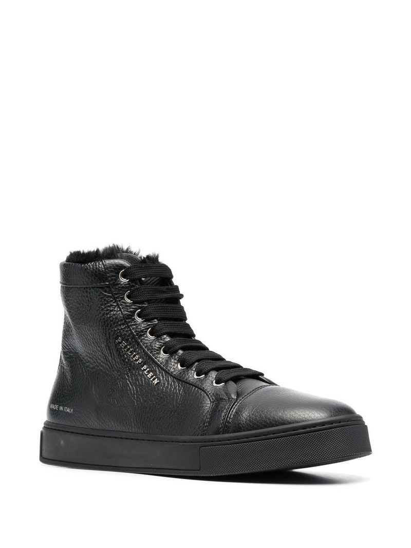 PHILIPP PLEIN shearling lined high-top sneakers outlook