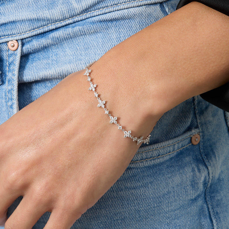 STONE AND STRAND LAB-Created Diamond Clover Bracelet outlook