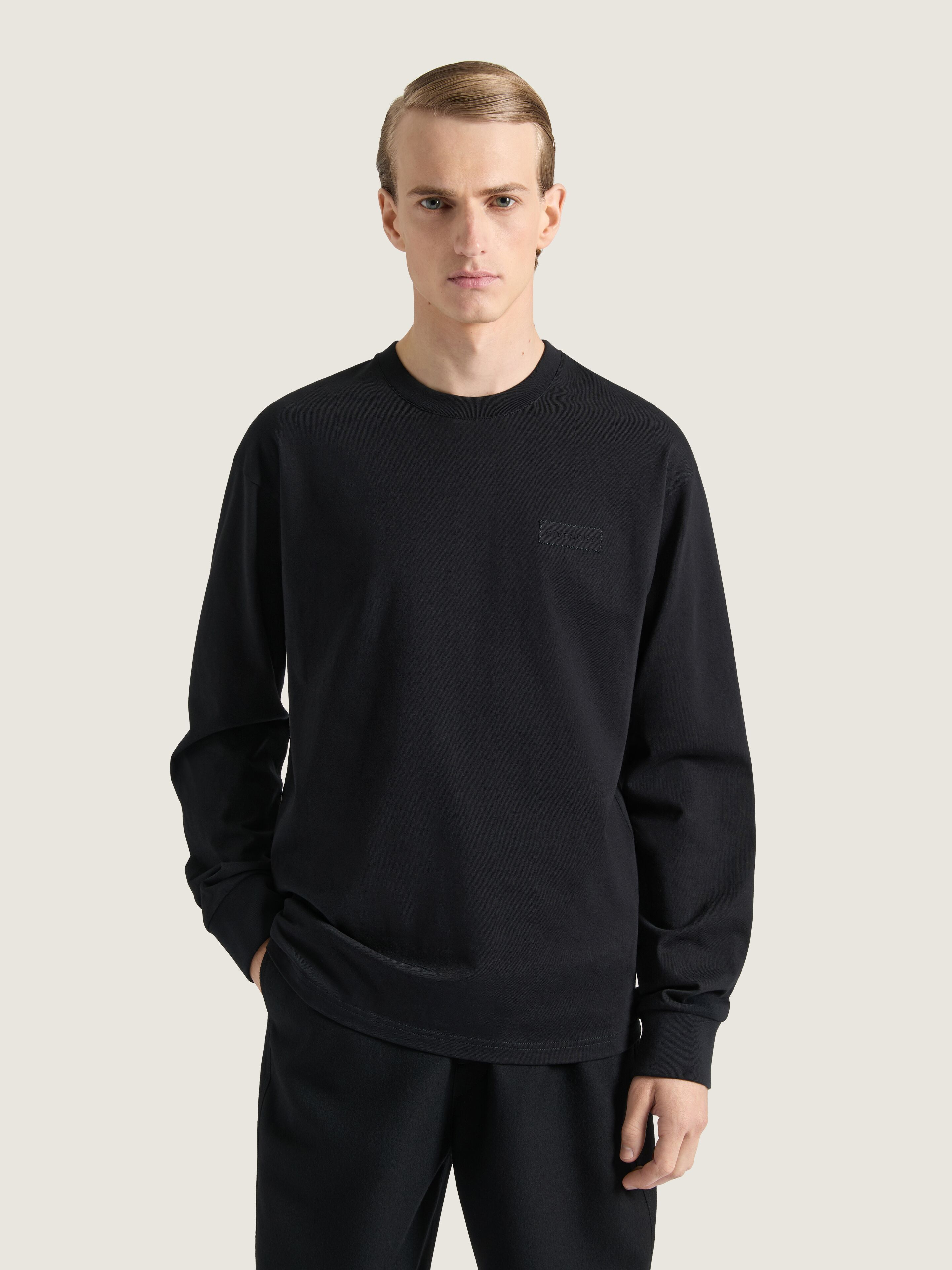 LONG SLEEVE T-SHIRT IN COTTON WITH GIVENCHY PATCH - 2