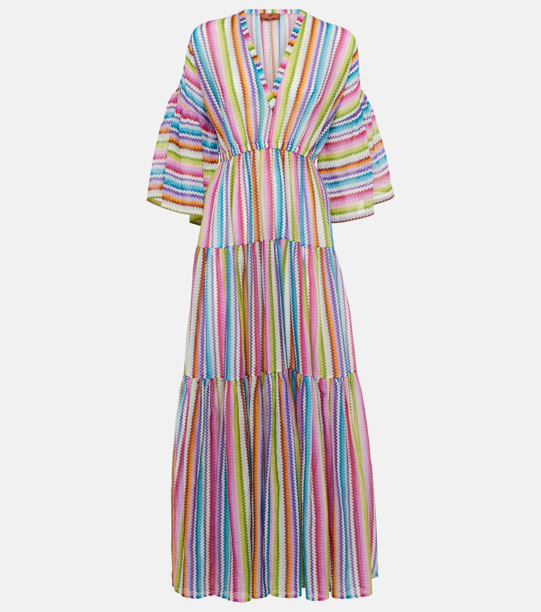 Zigzag cotton and silk beach dress - 1